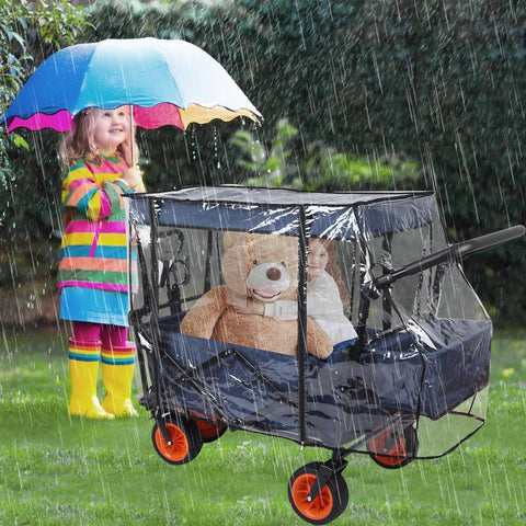 Waterproof Collapsible Wagon Rain Cover and Sun Shade Windproof UV Resistant Canopy for Stroller Trolley in the rain