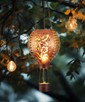 Hummingbird Hot Air Balloon Hanging Solar Lantern 1 Pack For Garden Decor Ten Point Six Inch Outdoor Lights For Tree