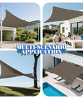 Multi-use 7 By 10 Ft Sun Shade Sail Rectangle Canopy For Your Outdoor Patio Pergola Backyard Garden 180GSM HDPE Fabric With 95 Percent UV Block Brown Weatherproof Easy Install Fade Resistant