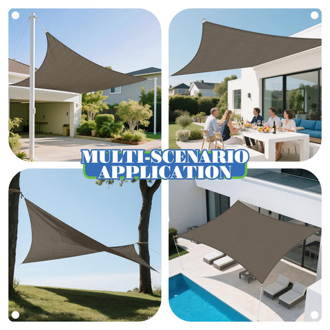 Multi-use 7 By 10 Ft Sun Shade Sail Rectangle Canopy For Your Outdoor Patio Pergola Backyard Garden 180GSM HDPE Fabric With 95 Percent UV Block Brown Weatherproof Easy Install Fade Resistant