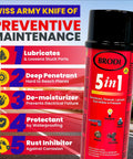 5 In 1 Industrial Lubricant Spray With Moisture Displacer Deep Penetrant Rust Blocker can with product features on label