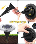 Steps to install Waterproof Outdoor Solar Ground Lights Disk LEDs 16 Lamp Array For Bright Pathway Glow in garden or yard