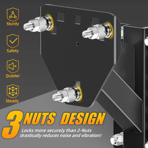 Spare Tire Mount For Utility Trailers With 3 Nut Design Heavy Duty Tire Carrier, close-up of nuts reducing vibration