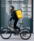 Person on Peak 500W Electric Bike for Adults with Removable Battery, showcasing Three Riding Modes