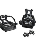 Ride Ready Bike Pedals For Regular Shoes SPD Look Delta Compatible 9 16 Inch With Toe Clips And Cages shown with cleats