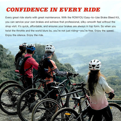 Group of cyclists on gravel bikes with Pro Grade Mineral Oil Brake Fluid For Shimano Tektro TRP Hydraulic Brakes Two 60ml Bottles Road And Gravel Bikes High Performance Hydraulic Fluid For Smooth Shifts And Consistent Stopping Power in scenic setting.