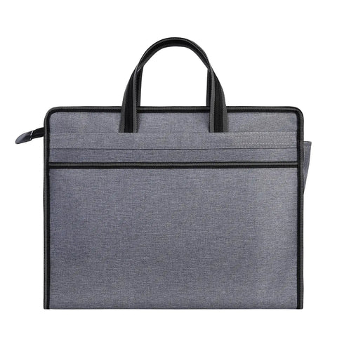 High Quality Oxford Zippered Document Bag With Sturdy Handle Tote in grey, designed for carrying papers and folders securely.