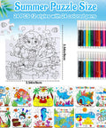 24 Piece Summer Crafts Kit For Kids Ages 4 To 8, Ocean Theme Coloring Puzzles With Mermaid, Fish, Starfish, and Pens Display