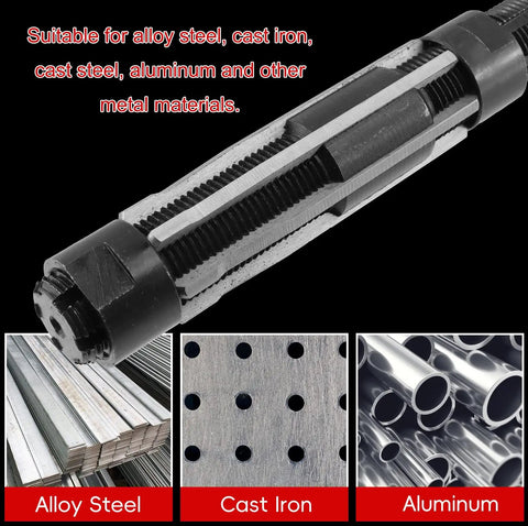 Adjustable Hand Reamer With Square End For Precise Hole Sizing 23-26mm And 29-32mm Range, high-speed steel, materials shown