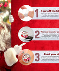 Santa pointing at DIY Sublimation Aluminum Blanks Set instructions with bezel pendant tray and photo examples
