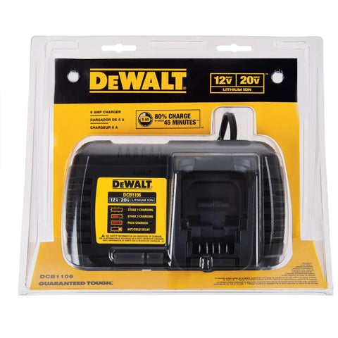 All In One Battery Charger For 12V Max, 20V Max, And FlexVolt 20V 60V Max Packs with packaging and LED indicator visible