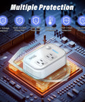 Slick 200W Car Power Inverter With Four Usb Ports And Dual Ac Outlets Transforming 12V Dc Into 110V Ac with protection features.