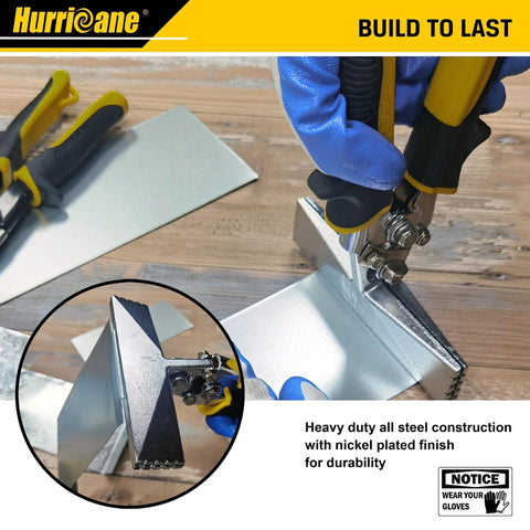 Hurricane sheet metal hand seamer, 6-inch straight-jaw bending pliers with ergonomic TyreGrip handles