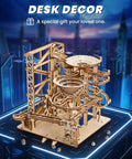 3D Wooden Marble Run Puzzle Kit For Adults, 330-piece wood model, desk decor with marble track