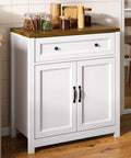 Farmhouse Kitchen Storage Cabinet With Adjustable Shelves And A Big Ol Drawer Barn Door Sideboard Buffet Freestanding 30W X 15.6D X 33.3H in a kitchen setting