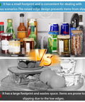 Fridge Spice Lazy Susan Organizer With 360 Degree Rotation for neat condiment storage vs. messy fridge shelf with sliding items.