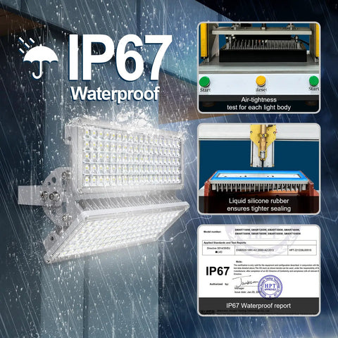 Beefed Up LED Flood Light 200W Outdoor Stadium Lighting With Adjustable Angles And Two Module Design 28,000LM 6500K Ultra Bright IP67 Waterproof For Backyard Arena And Outdoor Yard