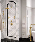 16 Inch Overhead Shower Arm Extension Slick Brushed Gold Finish For An Easy Bathroom Upgrade Replacement Long Reach Arm in modern shower