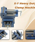 Heavy Duty Cross Slide Drill Press Vise With Two Way XY Compound Travel Four Inch Cast Iron Jaws, top view showing smooth precision mechanics.