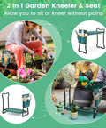 2 in 1 Garden Kneeler Bench With Tools Pouch Foldable Garden Seat Stool Kneeling Pad for Patio, Yard, Lawn