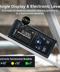 Professional Grade Rechargeable Dual Laser Distance Meter 393 Ft Range showing angle display and electronic level