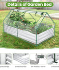 Galvanized Raised Garden Bed With Cover And Mini Greenhouse Kit Extra Thick Metal Planter Box with plants on grass