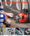 100 Foot Auto Feed Drain Snake With Three Quarter Inch Electric Drain Auger for residential plumbing jobs and sewer cleaning.
