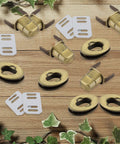 Bronze turn-lock clasp set, 5-pack with oval twist locks and mounting plates for handbags.