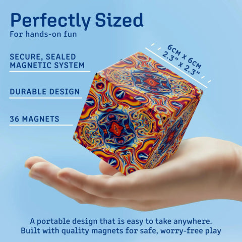 Shape Shifting Puzzle Cube With Ultra Strong Magnets Transforms Into 100 Plus Shapes Award Winning Fidget Toy shown in hand
