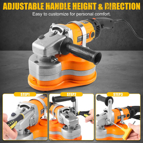 Adjustable handle feature on Beast 2800W Electric Diamond Polisher Machine With 6 Diamond Wheels Kit Concrete Floor Grinder.