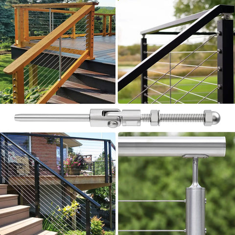 Angled Swage Threaded Stud Kit With Six Inch Length Three Sixteenth Inch Thread for cable railing, wood and metal posts