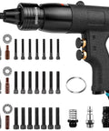 Pro Grade Heavy Duty Pneumatic Rivet Nut Gun Tool With 1 Quarter 5 Sixteenths 3 Eighths Self Locking Heads and Mandrels