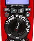 Front view of Pro Grade Digital Multimeter With True RMS, Cat IV 6000 Counts, NIST Calibration Certificate, displayed on red casing.