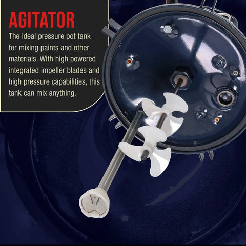 Built Tough 10 Gallon Powder Coated Steel Pressure Paint Tank With Precision Regulator Dial Gauge And Rust Resistant Coating For Garage Grinds That Always Rock agitator with impeller blades for mixing paints.