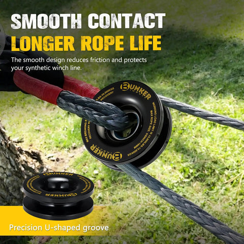 Heavy Duty Recovery Ring For Off Road Winching 66,000 Lbs Break Strength And 33,000 Lbs Working Load Limit, Works With Synthetic Rope And Soft Shackle mounted on rope