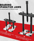 Heavy Duty 12pcs Bearing Puller Set With 5 Ton Capacity And Separator Kit With 2 And 3 Inch Jaws For Wheel Hub Axle Pinion Removal Drop Forged Carbon Steel Construction Black Oxide Finish To Stubborn Gears In Garage Shop For Pros Doing Auto Repair Work, 2 bearing separator jaws