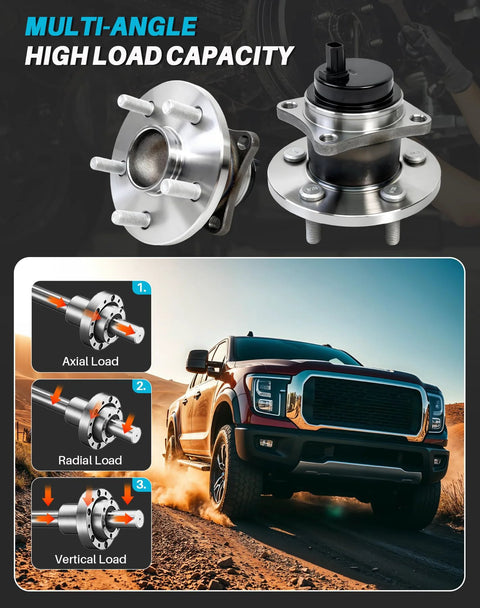 Rear Wheel Bearing Hub Assembly 512403 multi-angle capacity for 2009-2019 Corolla, 2009-2013 Matrix, and 2009-2010 Pontiac Vibe
