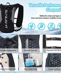 Hydration Running Vest For Men And Women With 1.5L Water Bladder Breathable Adjustable Backpack And Reflective Night Safety Strips