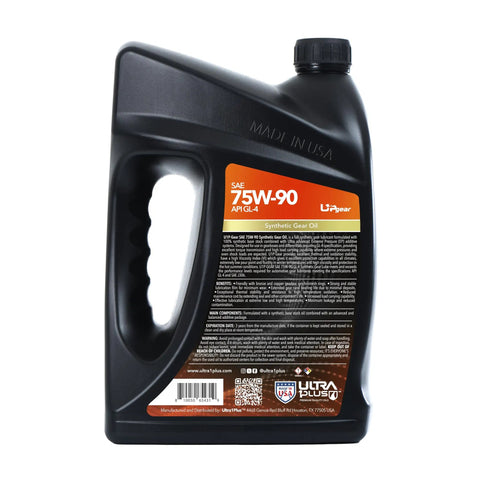 1 gallon bottle of 75W-90 Synthetic Gear Oil GL-4 for manual transmissions, transaxles, and limited slip differentials, all-season use