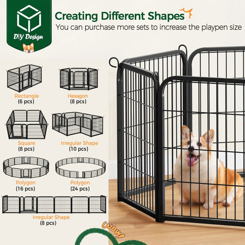 Outdoor Dog Playpen 24 Inch 16 Panels Heavy Duty Metal Pen for Indoor and Outdoor Use with different shape options