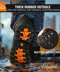 Close-up of Men's Steel Toe Work Boots Full Grain Leather With Oil And Slip Resistant Puncture Proof Construction, thick rubber outsole