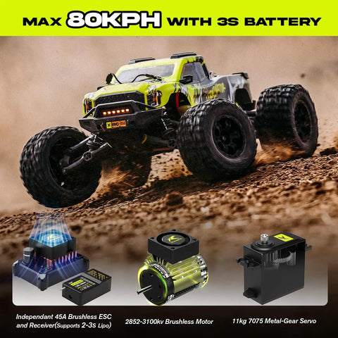 1/10 Scale Brushless Beast Mode Fast RC Car For Adults, Off Road Monster Truck, Waterproof 4WD Electric RC Vehicle With 3S LiPo Battery in motion