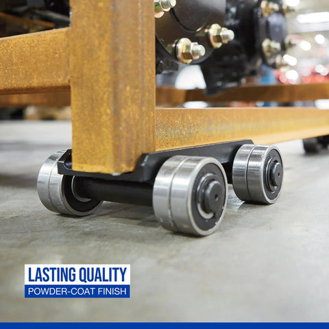 Heavy Duty Machinery Skates Loaded With Eight Knockout Steel Wheels And Three Thousand Three Hundred Pound Pulling Power For Effortless Rolling Haulin Of Big Shop Equipment And Factory Loads