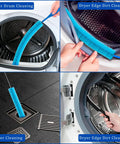 Dryer Vent Cleaner Kit With Universal Vacuum Hose Attachment used for drum, edge, and sewer cleaning showing blue brushes