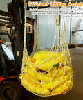 Heavy Duty Cargo Lifting Net 1.5x1.5m Hoisting Webbing, 2 Ton Load Capacity on forklift with yellow sacks