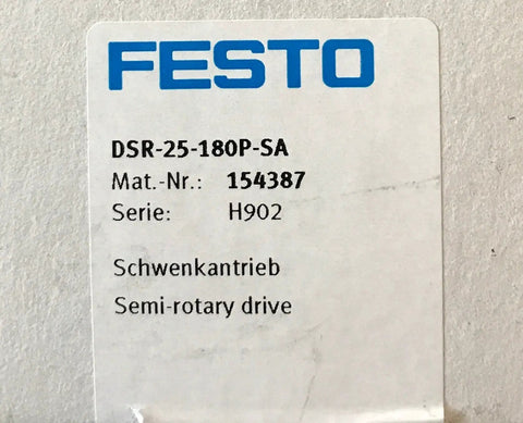 FESTO DSR-25-180P-SA semi-rotary drive label, pneumatic actuator, 25 mm bore, 180 mm stroke