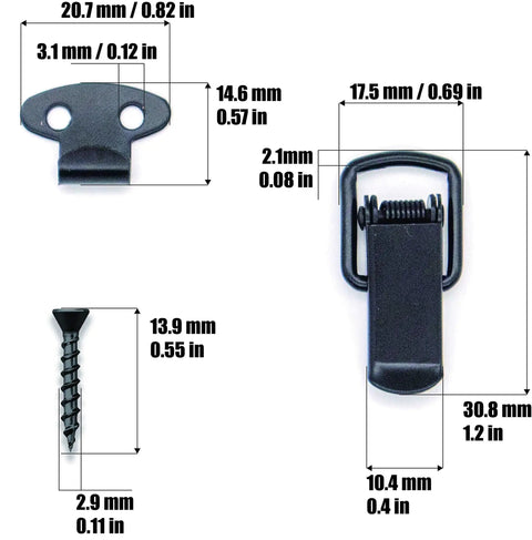 Stainless Steel Spring Toggle Lock Clasp Buckle Latch Set Heavy Duty Built To Last For Wooden Cases Toolboxes Chests Cabinets Black Finish