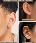 Six Pairs Tiny 2mm Stainless Steel CZ Stud Earrings Set For Men And Women, Multi Piercing Friendly Earring Kit For Lobe, Cartilage, Helix, Tragus, Snug, Second And Third Hole, With Easy Backings.