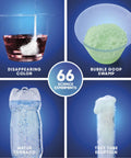 Collage of four science experiments from 66 Action Packed Science Experiments STEM Lab for Kids, featuring colorful reactions.