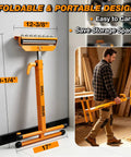 Badass Heavy Duty Roller Stand With 3 In 1 Adjustable Head And 250 Lbs Capacity Chrome Steel, foldable design shown with dimensions.